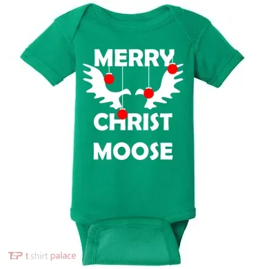 Merry Christ-Moose Baby Bodysuit