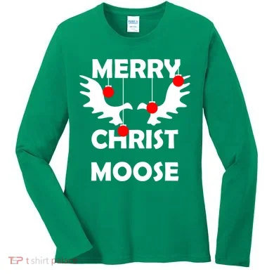 Merry Christ-Moose Women's Long Sleeve Shirt
