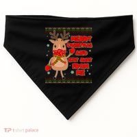 Merry Christmas And Stay Away From Me Reindeer USA-Made Doggie Bandana thumb 0