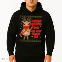 Merry Christmas And Stay Away From Me Reindeer Hoodie thumb 2