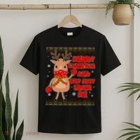 Merry Christmas And Stay Away From Me Reindeer T-Shirt thumb 2