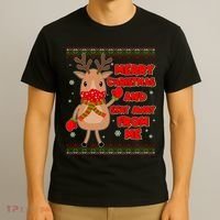 Merry Christmas And Stay Away From Me Reindeer T-Shirt thumb 3