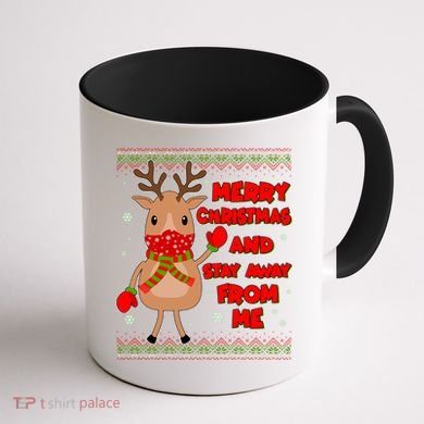 Merry Christmas And Stay Away From Me Reindeer Coffee Mug back