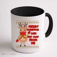 Merry Christmas And Stay Away From Me Reindeer Coffee Mug thumb 1