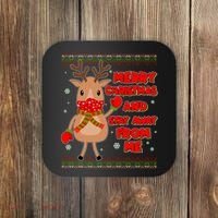 Merry Christmas And Stay Away From Me Reindeer Coaster thumb 0