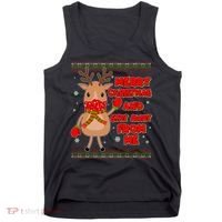 Merry Christmas And Stay Away From Me Reindeer Tank Top thumb 0