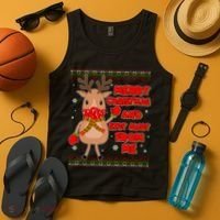 Merry Christmas And Stay Away From Me Reindeer Tank Top thumb 4