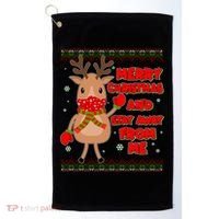 Merry Christmas And Stay Away From Me Reindeer Golf Towel thumb 0