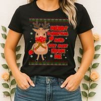 Merry Christmas And Stay Away From Me Reindeer Women's T-Shirt thumb 2