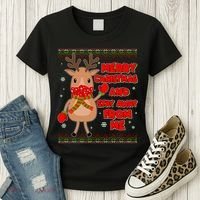 Merry Christmas And Stay Away From Me Reindeer Women's T-Shirt thumb 3