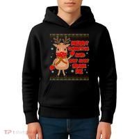 Merry Christmas And Stay Away From Me Reindeer Kids Hoodie thumb 4