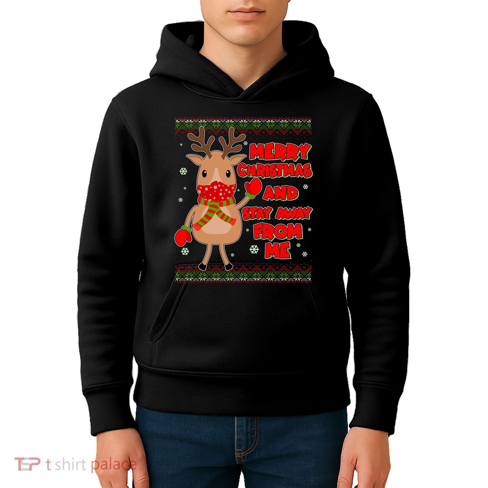 Merry Christmas And Stay Away From Me Reindeer Kids Hoodie