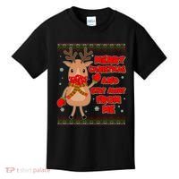 Merry Christmas And Stay Away From Me Reindeer Kids T-Shirt thumb 0
