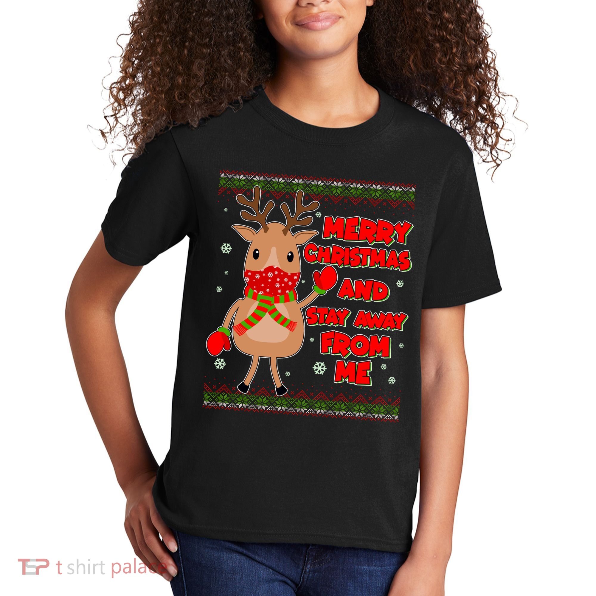 Merry Christmas And Stay Away From Me Reindeer Kids T-Shirt