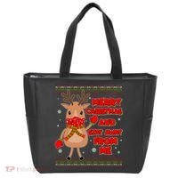 Merry Christmas And Stay Away From Me Reindeer Tote Bag thumb 0
