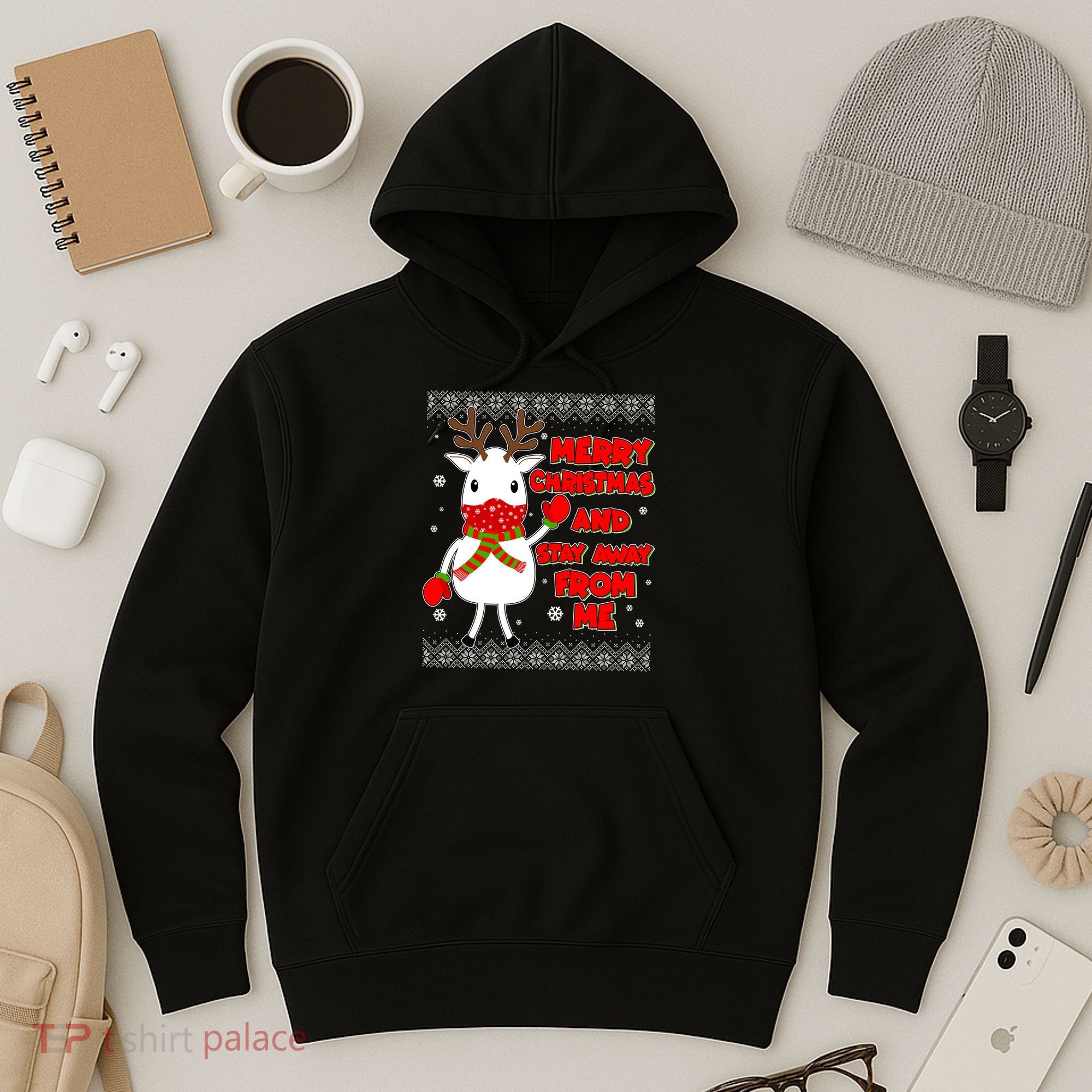 Merry Christmas And Stay Away From Me Reindeer Ugly Sweater Hoodie