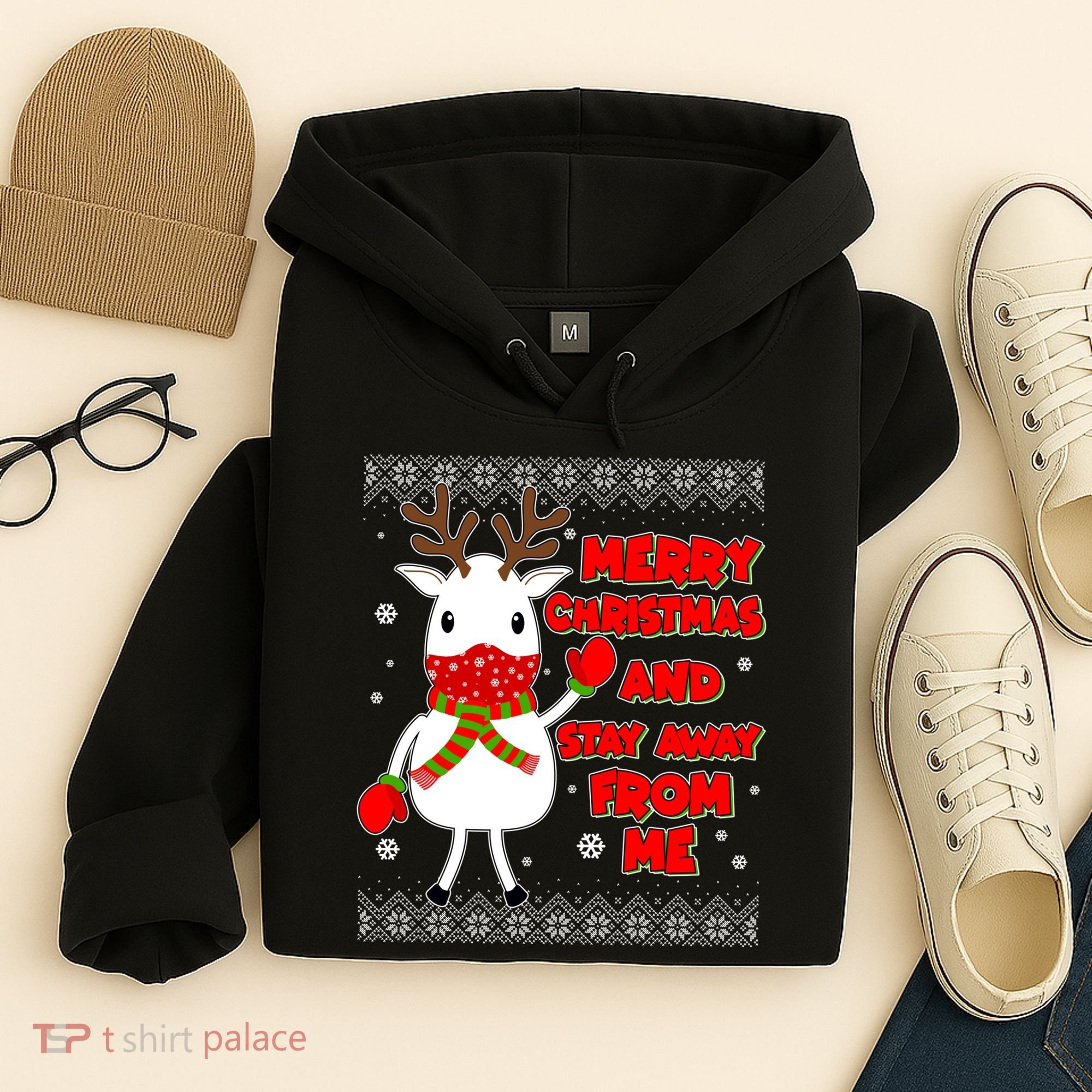 Merry Christmas And Stay Away From Me Reindeer Ugly Sweater Hoodie