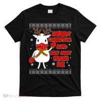 Merry Christmas And Stay Away From Me Reindeer Ugly Sweater T-Shirt thumb 0
