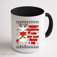 Merry Christmas And Stay Away From Me Reindeer Ugly Sweater Coffee Mug thumb 1