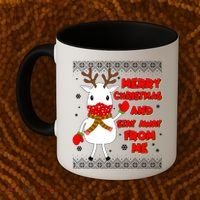 Merry Christmas And Stay Away From Me Reindeer Ugly Sweater Coffee Mug thumb 2