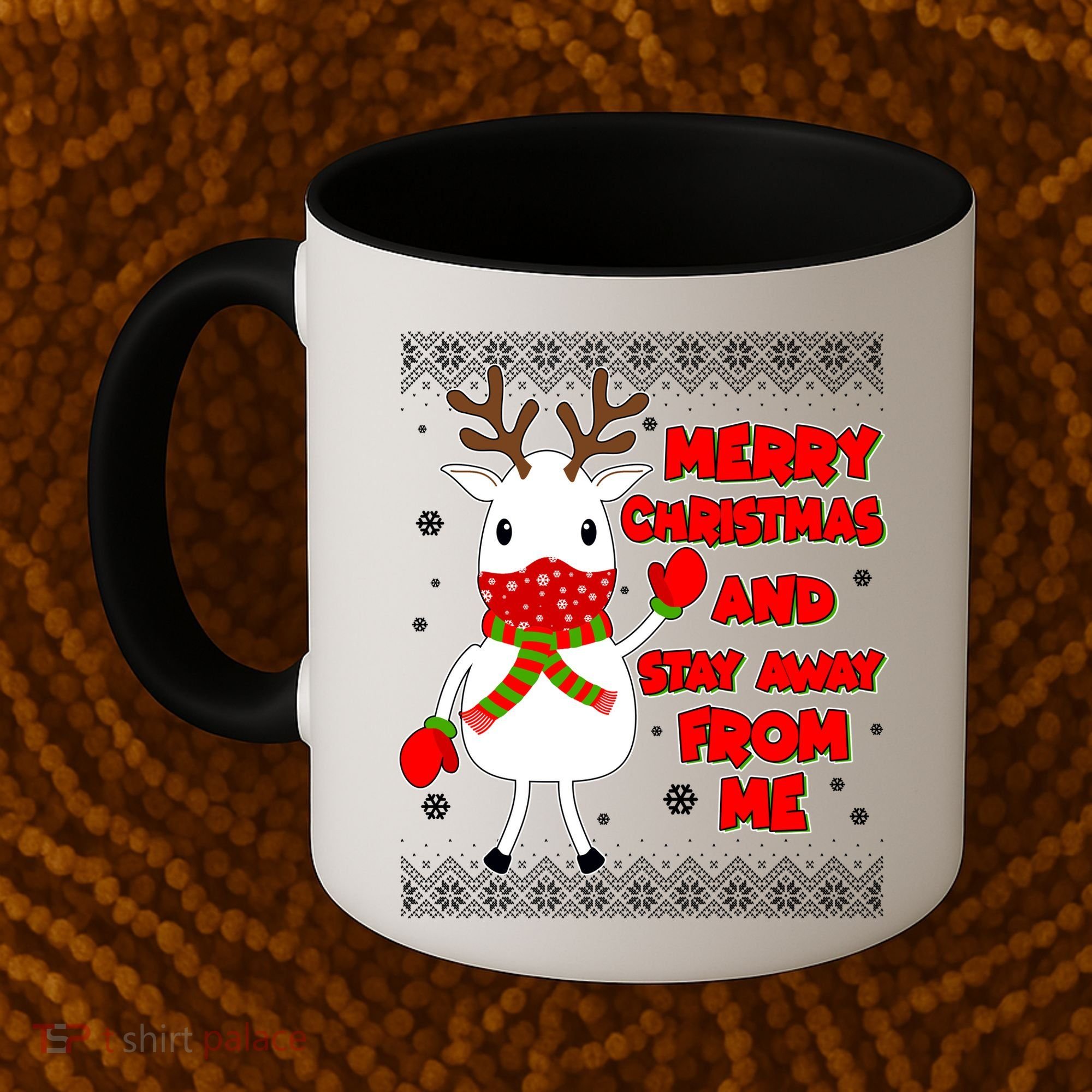 Merry Christmas And Stay Away From Me Reindeer Ugly Sweater Coffee Mug