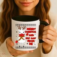 Merry Christmas And Stay Away From Me Reindeer Ugly Sweater Coffee Mug thumb 3