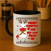 Merry Christmas And Stay Away From Me Reindeer Ugly Sweater Coffee Mug thumb 4