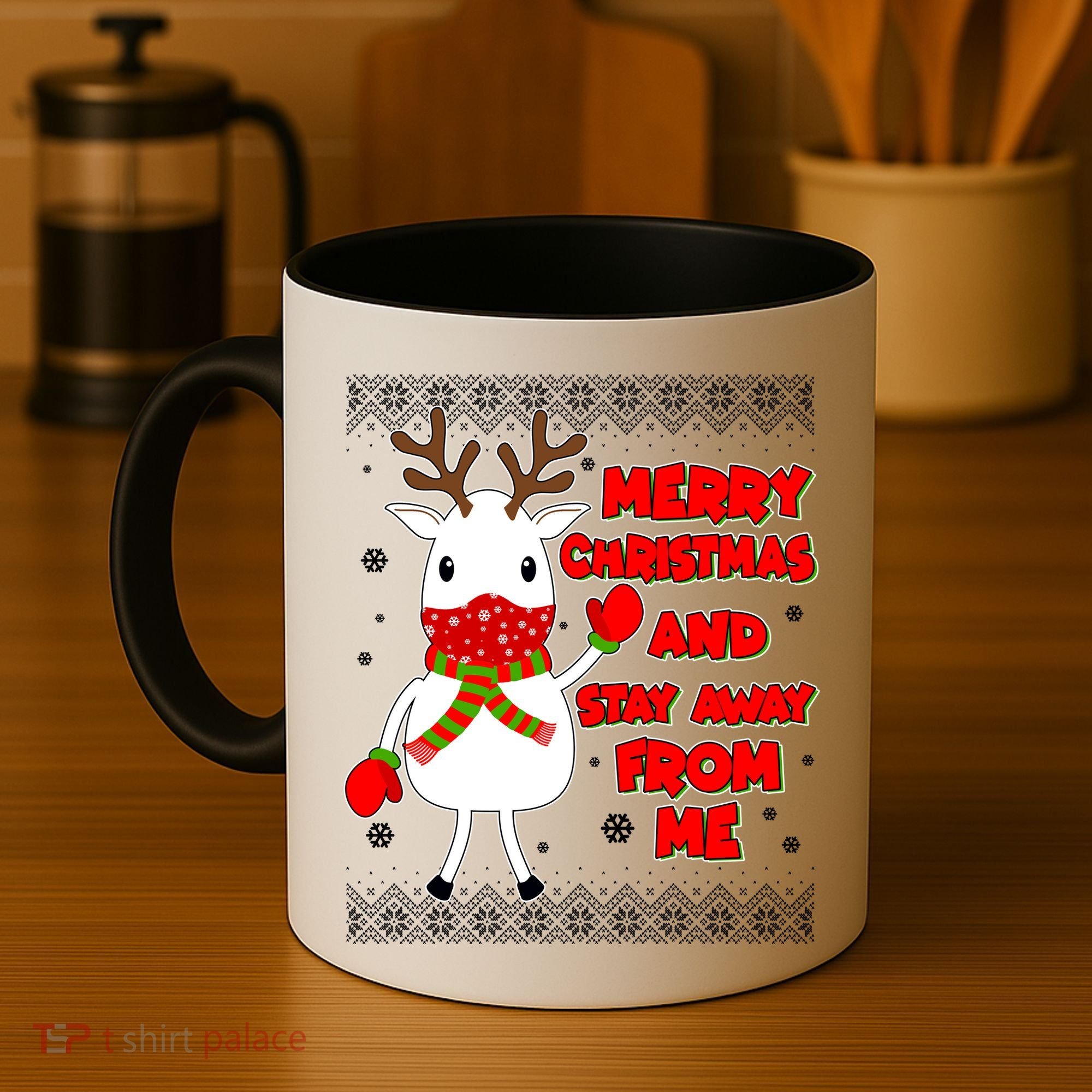 Merry Christmas And Stay Away From Me Reindeer Ugly Sweater Coffee Mug