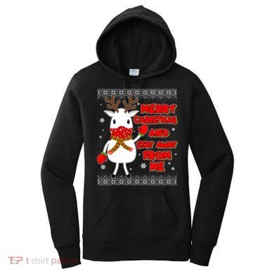 Merry Christmas And Stay Away From Me Reindeer Ugly Sweater Women's Hoodie