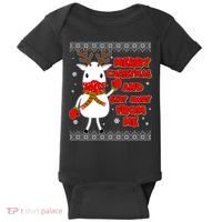 Merry Christmas And Stay Away From Me Reindeer Ugly Sweater Baby Bodysuit thumb 0