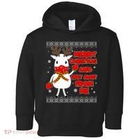 Merry Christmas And Stay Away From Me Reindeer Ugly Sweater Toddler Hoodie thumb 0