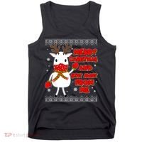 Merry Christmas And Stay Away From Me Reindeer Ugly Sweater Tank Top thumb 0
