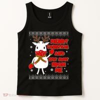 Merry Christmas And Stay Away From Me Reindeer Ugly Sweater Tank Top thumb 2