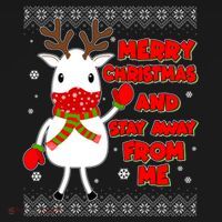 Merry Christmas And Stay Away From Me Reindeer Ugly Sweater Toddler T-Shirt thumb 4
