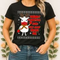 Merry Christmas And Stay Away From Me Reindeer Ugly Sweater Women's T-Shirt thumb 2