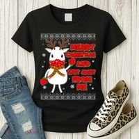 Merry Christmas And Stay Away From Me Reindeer Ugly Sweater Women's T-Shirt thumb 3