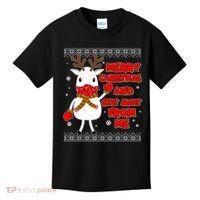 Merry Christmas And Stay Away From Me Reindeer Ugly Sweater Kids T-Shirt thumb 0