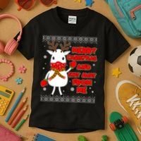 Merry Christmas And Stay Away From Me Reindeer Ugly Sweater Kids T-Shirt thumb 3