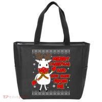 Merry Christmas And Stay Away From Me Reindeer Ugly Sweater Tote Bag thumb 0