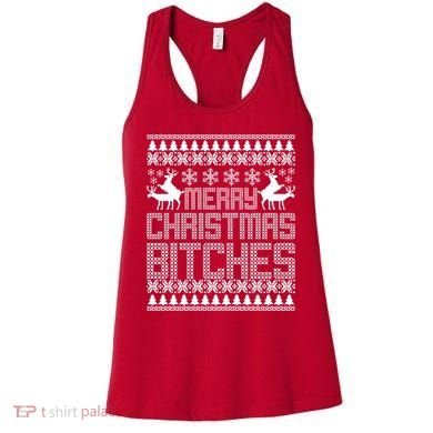 Merry Christmas Bitches Ugly Christmas Sweater Design Women's Tank Top