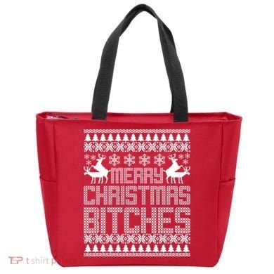 Merry Christmas Bitches Ugly Christmas Sweater Design Tote Bag