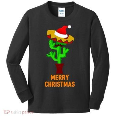 Merry Christmas Cactus Kids Long Sleeve Shirt
