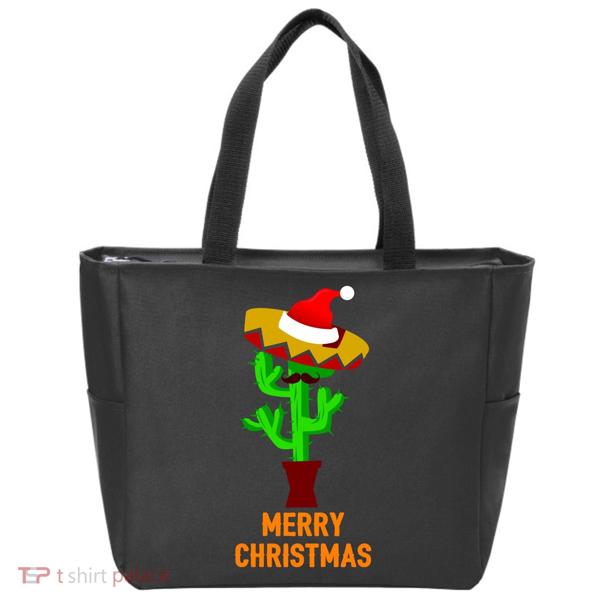 Merry Christmas Cactus Tote Bag