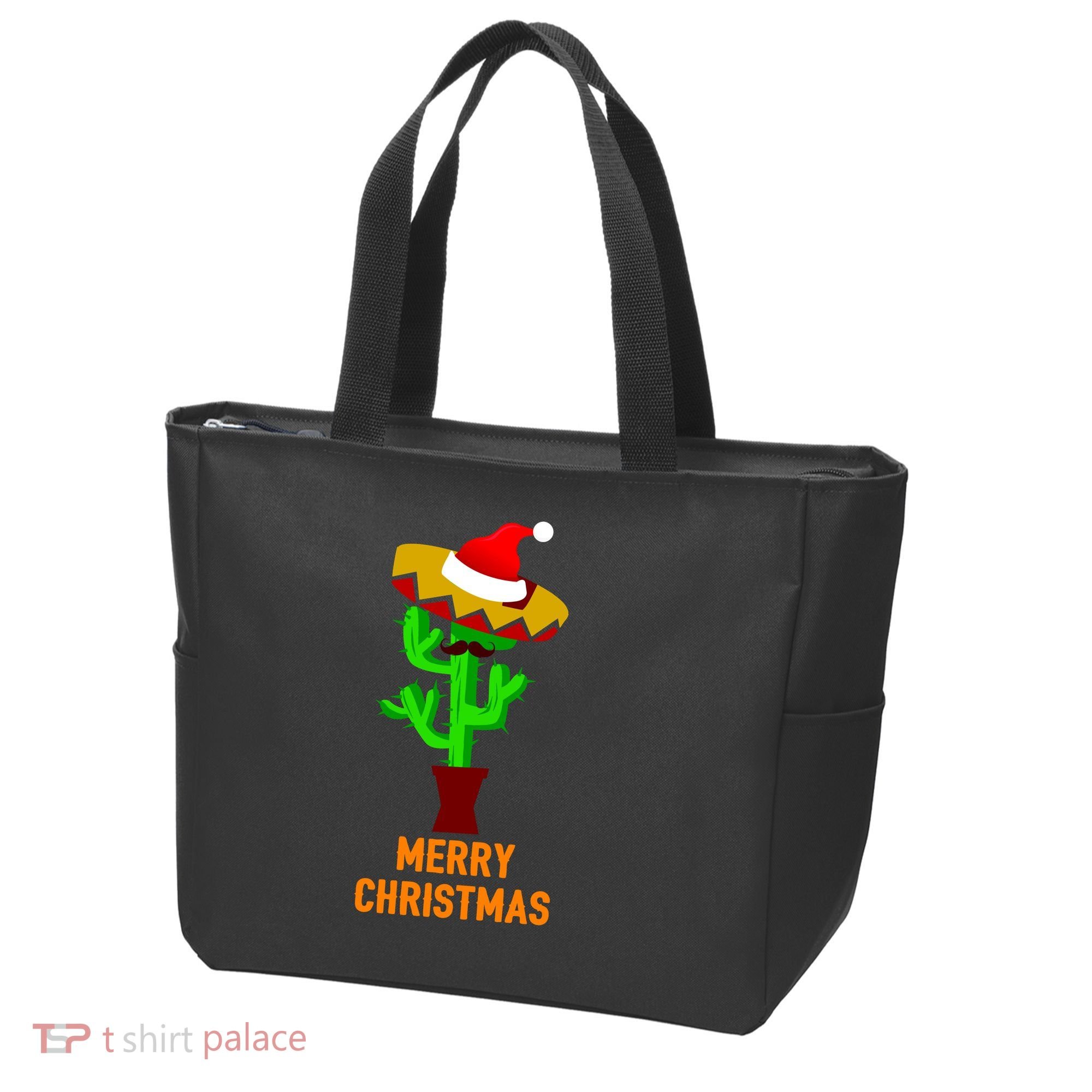 Merry Christmas Cactus Tote Bag