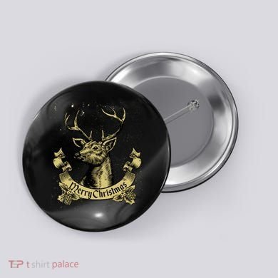 Merry Christmas Deer Button