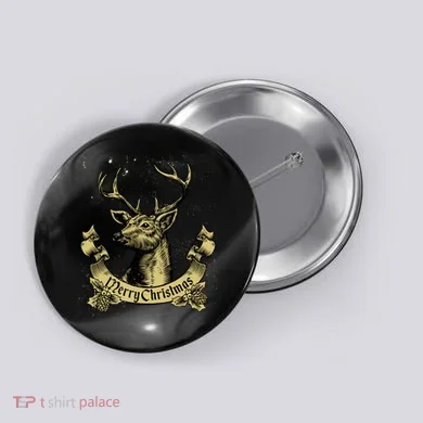 Merry Christmas Deer Button