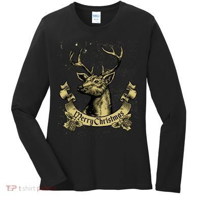 Merry Christmas Deer Women's Long Sleeve Shirt