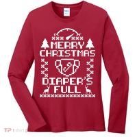 Merry Christmas Diaper's Full Women's Long Sleeve Shirt thumb 0