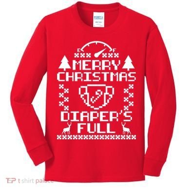 Merry Christmas Diaper's Full Kids Long Sleeve Shirt
