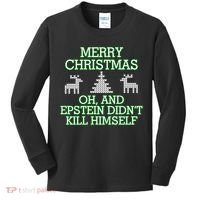 Merry Christmas Epstein Didn't Kill Himself Kids Long Sleeve Shirt thumb 0